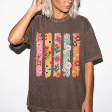 Floral Stripes Shirt | Colorful Wildflower Comfort Colors Tee | Boho Botanical Painted Flower T-Shirt