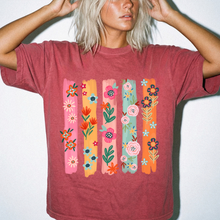 Floral Stripes Shirt | Colorful Wildflower Comfort Colors Tee | Boho Botanical Painted Flower T-Shirt