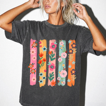 Floral Stripes Shirt | Colorful Wildflower Comfort Colors Tee | Boho Botanical Painted Flower T-Shirt