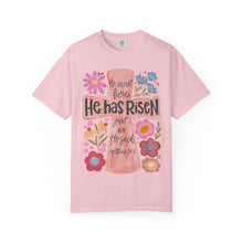 He Has Risen Floral Cross Comfort Colors® T-Shirt | Christian Graphic Tee