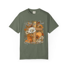 Fall For Jesus Shirt | He Never Leaves Cross Comfort Colors Tee | Christian Faith Autumn Shirt