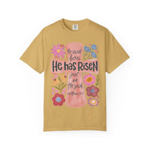 He Has Risen Floral Cross Comfort Colors® T-Shirt | Christian Graphic Tee