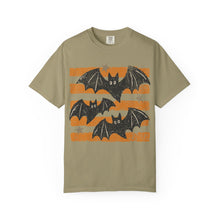Halloween Bats Shirt, Retro Bat Tee, Unisex Comfort Colors Fall Graphic T-Shirt - Orange Stripes