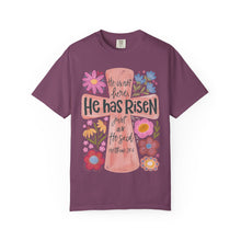 He Has Risen Floral Cross Comfort Colors® T-Shirt | Christian Graphic Tee