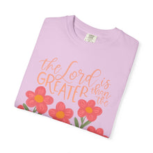 The Lord Is Greater Than the Giants You Face T-Shirt — Floral Christian Faith Tee