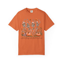 Dancing Skeletons Fall Shirt | Halloween Pumpkin Sunflower Comfort Colors Tee | Retro Skeleton Autumn Shirt