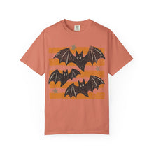 Halloween Bats Shirt, Retro Bat Tee, Unisex Comfort Colors Fall Graphic T-Shirt - Orange Stripes