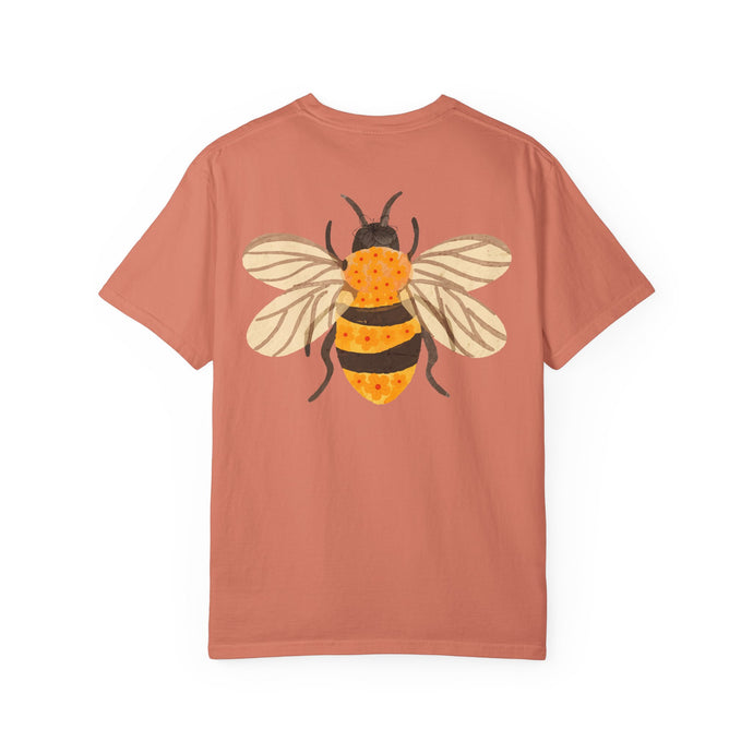 Floral Bee Shirt | Cute Bumblebee Back Design Comfort Colors Tee | Nature Lover Unisex T-Shirt