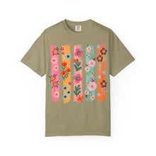 Floral Stripes Shirt | Colorful Wildflower Comfort Colors Tee | Boho Botanical Painted Flower T-Shirt