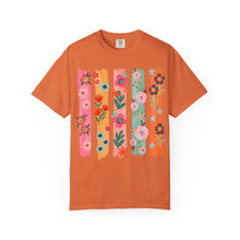 Floral Stripes Shirt | Colorful Wildflower Comfort Colors Tee | Boho Botanical Painted Flower T-Shirt