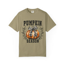 Pumpkin Season Graphic Tee | Buffalo Plaid Bow Comfort Colors Shirt | Vintage Fall Pumpkin Print