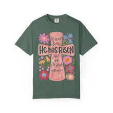He Has Risen Floral Cross Comfort Colors® T-Shirt | Christian Graphic Tee