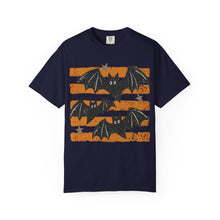 Halloween Bats Shirt, Retro Bat Tee, Unisex Comfort Colors Fall Graphic T-Shirt - Orange Stripes