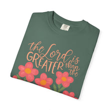 The Lord Is Greater Than the Giants You Face T-Shirt — Floral Christian Faith Tee