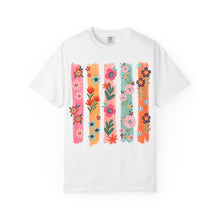 Floral Stripes Shirt | Colorful Wildflower Comfort Colors Tee | Boho Botanical Painted Flower T-Shirt