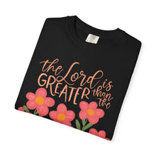 The Lord Is Greater Than the Giants You Face T-Shirt — Floral Christian Faith Tee