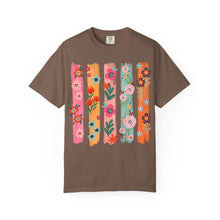 Floral Stripes Shirt | Colorful Wildflower Comfort Colors Tee | Boho Botanical Painted Flower T-Shirt