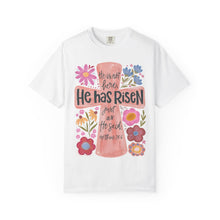He Has Risen Floral Cross Comfort Colors® T-Shirt | Christian Graphic Tee