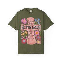 He Has Risen Floral Cross Comfort Colors® T-Shirt | Christian Graphic Tee