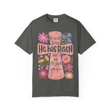 He Has Risen Floral Cross Comfort Colors® T-Shirt | Christian Graphic Tee