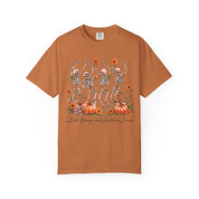 Dancing Skeletons Fall Shirt | Halloween Pumpkin Sunflower Comfort Colors Tee | Retro Skeleton Autumn Shirt