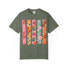 Floral Stripes Shirt | Colorful Wildflower Comfort Colors Tee | Boho Botanical Painted Flower T-Shirt