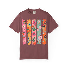 Floral Stripes Shirt | Colorful Wildflower Comfort Colors Tee | Boho Botanical Painted Flower T-Shirt