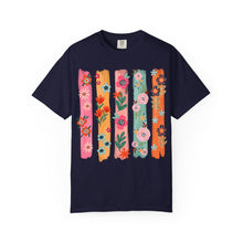 Floral Stripes Shirt | Colorful Wildflower Comfort Colors Tee | Boho Botanical Painted Flower T-Shirt