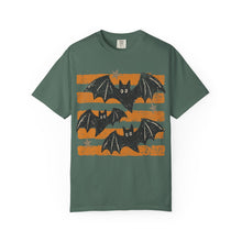Halloween Bats Shirt, Retro Bat Tee, Unisex Comfort Colors Fall Graphic T-Shirt - Orange Stripes