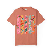 Floral Stripes Shirt | Colorful Wildflower Comfort Colors Tee | Boho Botanical Painted Flower T-Shirt