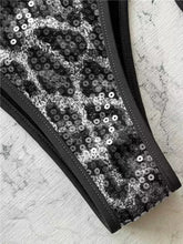 Leopard Sequin Bandage Halter Bikini Set | Sexy Wire-Free Swimwear