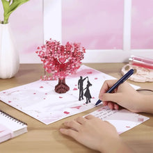 3D Pop-Up Love Tree Postcard – Dancing Under Heart-Shaped Romantic Greeting Card