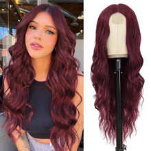 Long Wavy Curly Hair Wig – Natural Middle Part, 26+ Inc
