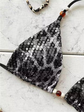 Leopard Sequin Bandage Halter Bikini Set | Sexy Wire-Free Swimwear