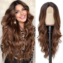 Long Wavy Curly Hair Wig – Natural Middle Part, 26+ Inc