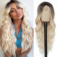 Long Wavy Curly Hair Wig – Natural Middle Part, 26+ Inc