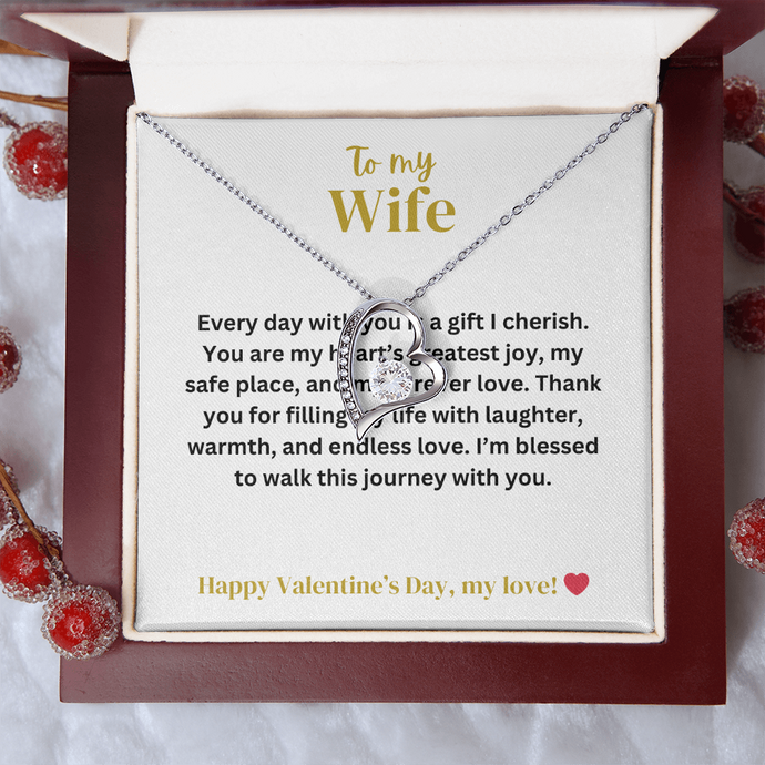 To My Wife - Forever Love - Gold Finish Heart Necklace