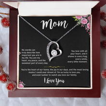 Mom Heart Necklace, Gold & Cubic Zirconia, Gift for Mother's Day
