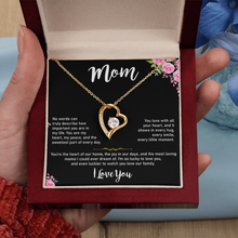 Mom Heart Necklace, Gold & Cubic Zirconia, Gift for Mother's Day