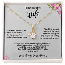 Beautiful Wife Necklace, Gold & Cubic Zirconia, Mother's Day gift From Husband