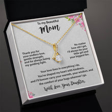 Beautiful Mom, from Daughter, Gold Necklace Cubic Zirconia