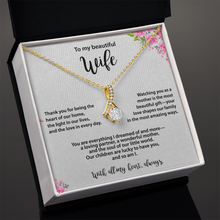 Beautiful Wife Necklace, Gold & Cubic Zirconia, Mother's Day gift From Husband