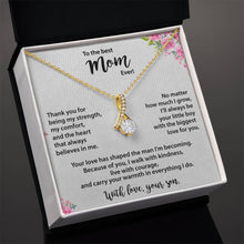 Best Mom, from Son, Gold Necklace Cubic Zirconia