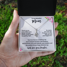 Beautiful Mom, from Daughter, Gold Necklace Cubic Zirconia