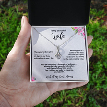 Beautiful Wife Necklace, Gold & Cubic Zirconia, Mother's Day gift From Husband