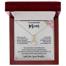 Beautiful Mom, from Daughter, Gold Necklace Cubic Zirconia