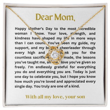 Dear Mom Love Knot Necklace - Mother's Day Gift from Son
