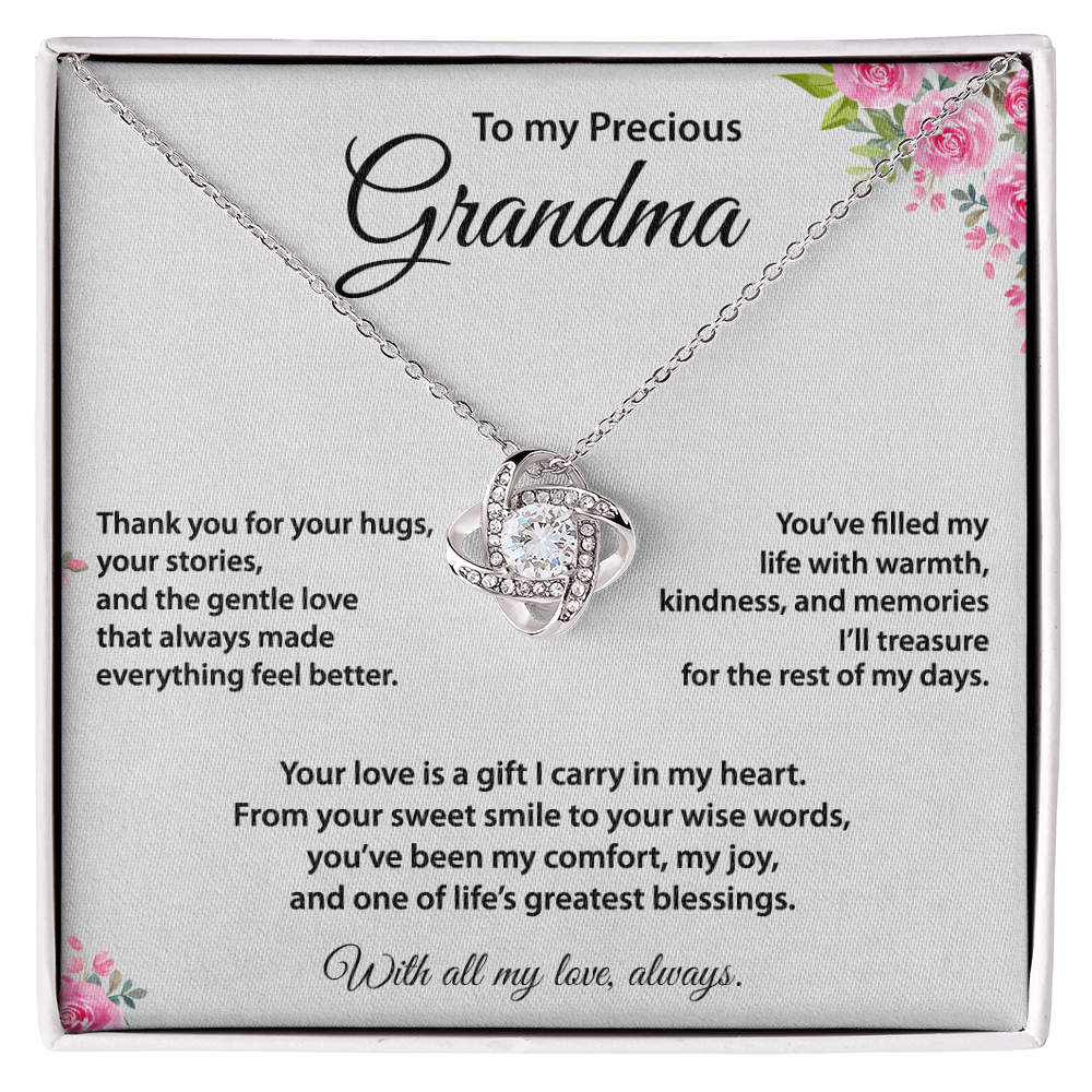 Precious Grandma, Love Knot Necklace, Gold & Cubic Zirconia