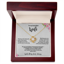 Beautiful Wife, Love Knot Necklace, Gold & Cubic Zirconia, Mother's Day gift From Husband