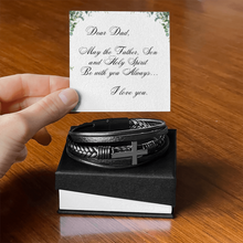 Men's Cross Leather Bracelet - Gift for Dad - Christian Gift